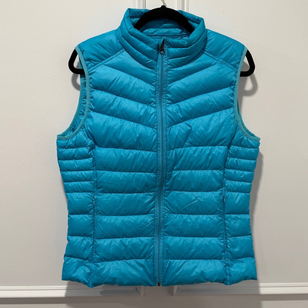 Be by Blanc Noir Women's Size M Turquoise Blue Puffer Vest 80/20 Down Fill